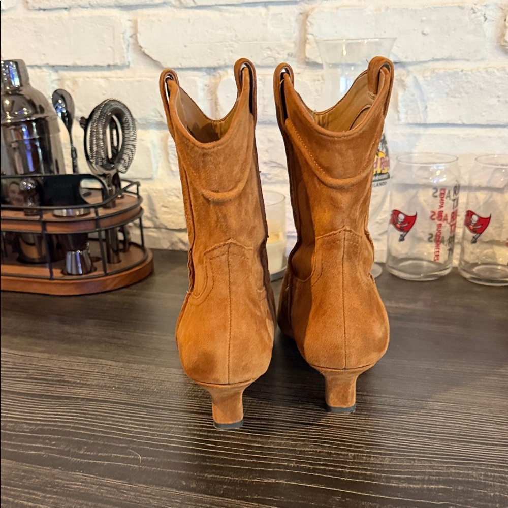 Sam Edelman Suede Cowboy Ankle Boots - Tan - Picture 4 of 6
